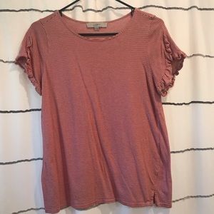 Loft red and white striped t shirt